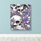 Skulls und Rose Leinwanddruck (Insitu (Holzboden))