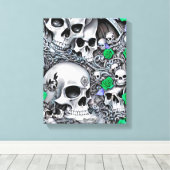 Skulls und Rose Leinwanddruck (Insitu (Holzboden))