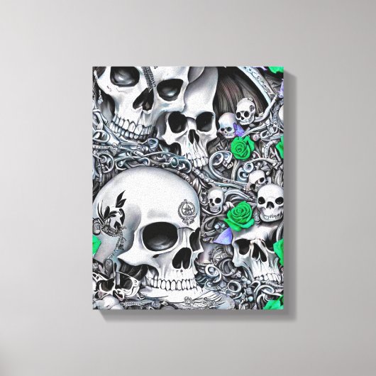 Skulls und Rose Leinwanddruck (Vorderseite)