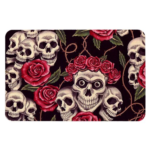 Skulls und Rose Magnet (Horizontal)
