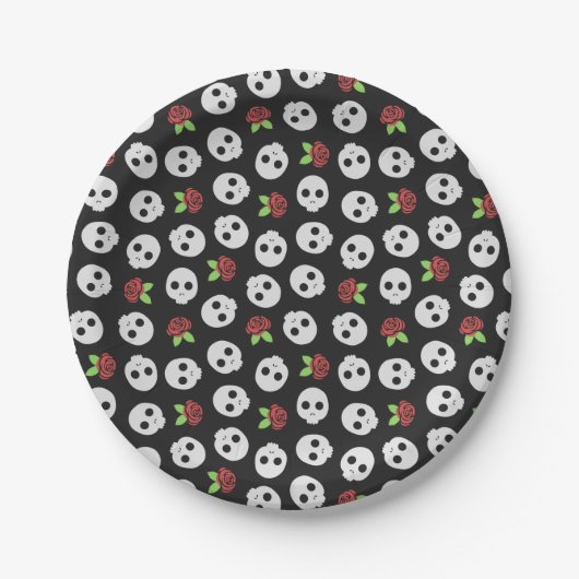 Skulls und Rose Pappteller (Vorderseite)