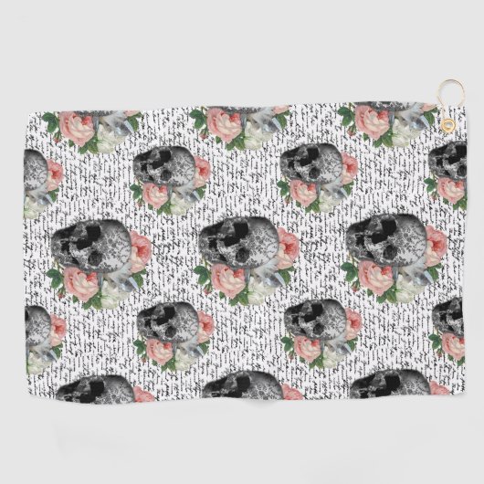 Skulls und Rosen Golfhandtuch (Horizontal)