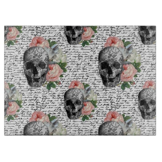 Skulls und Rosen Schneidebrett (Vorderseite)