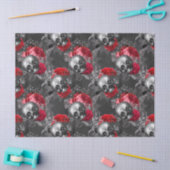 Skulls und Rote Blume auf Grau-Decoupage Seidenpapier (Basteln)