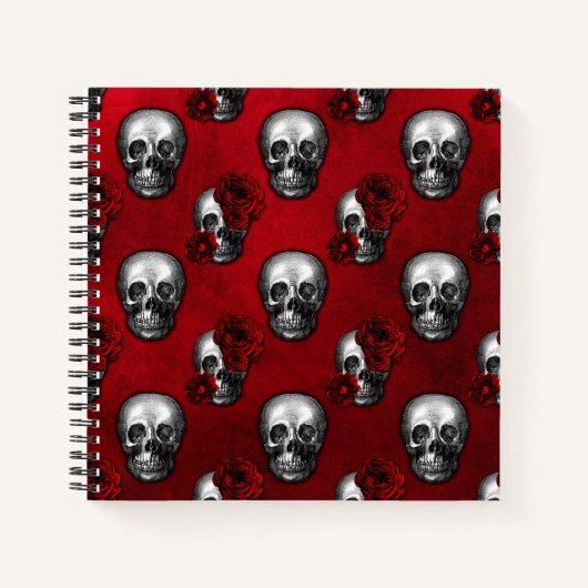 Skulls und Rote Rosen Notizblock (Vorderseite)