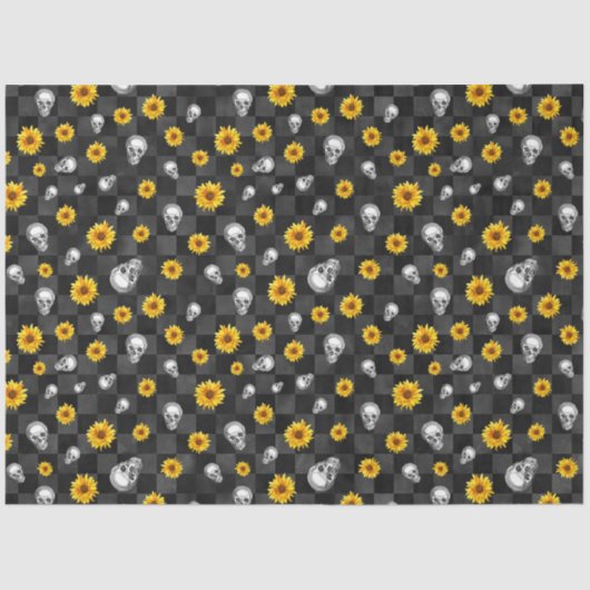 Skulls- und Sonnenblumenreihe Design 12 Seidenpapier (Vorderseite)