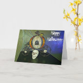 Skulls und Spinnennetze Halloween-Karte Karte (Gelbe Blume)