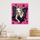 Skulls und Sterne Kunst drucken rosa gotische Feen Poster (Küche)