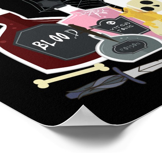 Skulls und Tränke Illustrationen glücklich Hallowe Poster (Ecke)