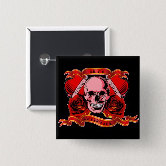 Skulls Valentine Button (Vorne & Hinten)