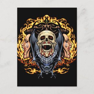 Skulls, Vampire and Bats Gothic Design von Al Rio Postkarte