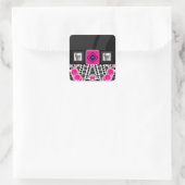 Skulls Vape Zebra Bling Quadratischer Aufkleber (Tasche)