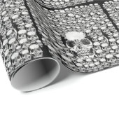 SKULLS WALL TOD SKELETON SCHWARZ-WEISS GESCHENKPAPIER (Rolleneckpunkt)