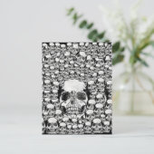 SKULLS WALL TOD SKELETON SCHWARZ-WEISS POSTKARTE (Stehend Vorderseite)