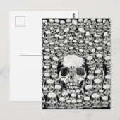 SKULLS WALL TOD SKELETON SCHWARZ-WEISS POSTKARTE (Vorne/Hinten)