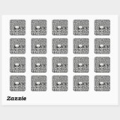 SKULLS WALL TOD SKELETON SCHWARZ-WEISS QUADRATISCHER AUFKLEBER (Blatt)