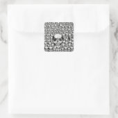 SKULLS WALL TOD SKELETON SCHWARZ-WEISS QUADRATISCHER AUFKLEBER (Tasche)