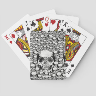 SKULLS WALL TOD SKELETON SCHWARZ-WEISS SPIELKARTEN