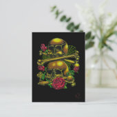 Skulls, Webs und Rose Postkarte (Stehend Vorderseite)