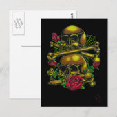 Skulls, Webs und Rose Postkarte (Vorne/Hinten)