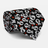 Skulls with Netz flowers Krawatte,- Tie - Krawatte (Gerollt)