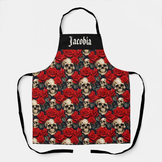 Skulls with Red and Black Roses Schürze (Vorderseite)