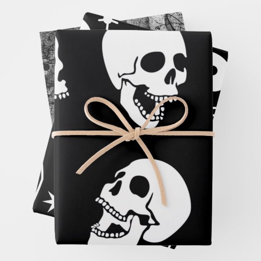 SKULLS Wrapping Paper Flat Sheet Set 3 Geschenkpapier Set (Beispiel)