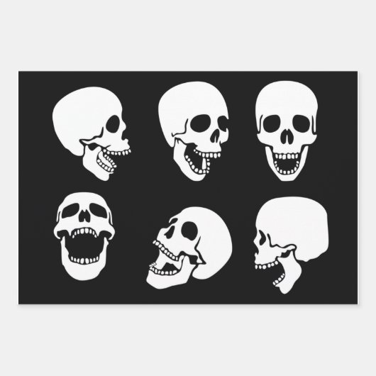 SKULLS Wrapping Paper Flat Sheet Set 3 Geschenkpapier Set (Vorderseite)