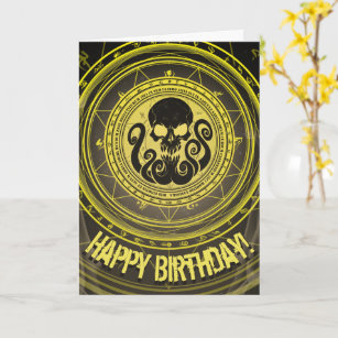 Skullthulhu Feenful Yellow Birthday Card Karte