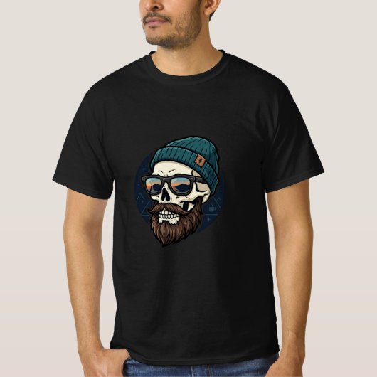 Skully beanie hipster. T-Shirt (Vorderseite)
