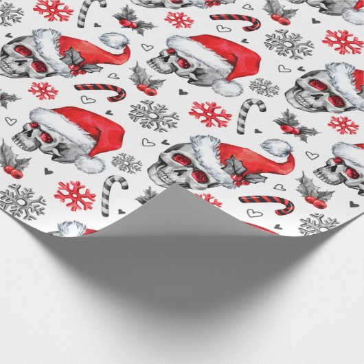 Skully Claus Weihnachtswrapping Paper Geschenkpapier (Ecke)