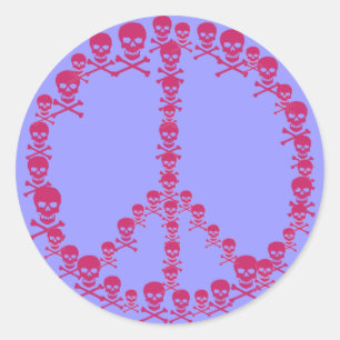 Skully Peace Sign Runder Aufkleber