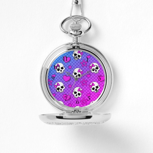 Skully Pop Kawaii Armbanduhr (Vorderseite)