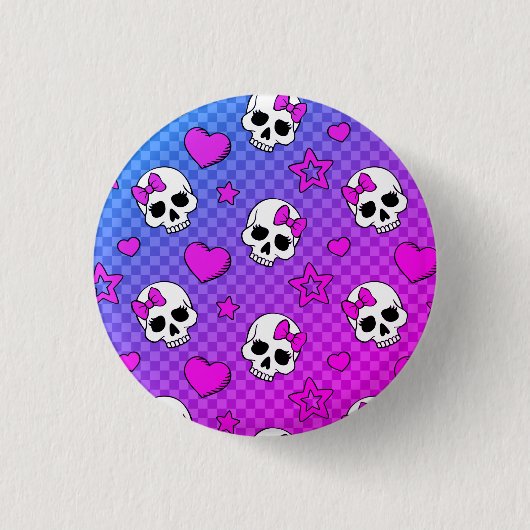 Skully Pop Kawaii Button (Vorderseite)