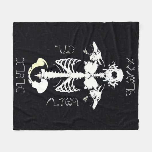 Skully Schädelwerewolf-Stammes- Schmutz-Kunst Fleecedecke (Vorderseite (Horizontal))