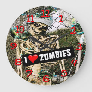 Skully skeleton Liebezombie-Wanduhr Große Wanduhr