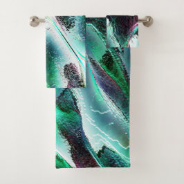 Skulpierte digitale Wasserfälle und Regenwälder? Badhandtuch Set