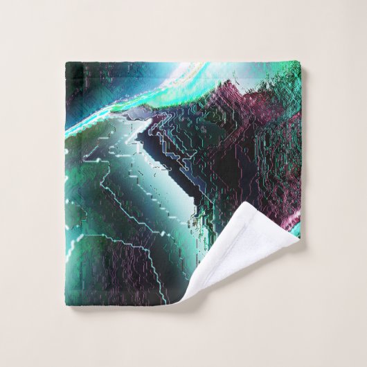 Skulpierte digitale Wasserfälle und Regenwälder? Badhandtuch Set (Waschlappen)