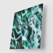 Skulpierte digitale Wasserfälle und Regenwälder? Quadratische Wanduhr (Winkel)