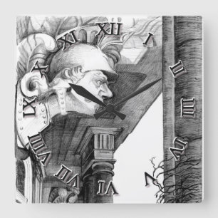 Skulptur Burg Quadratische Wanduhr