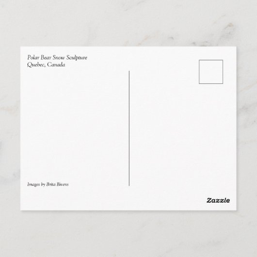 Skulptur des Polarbärensschnees, Quebec, Kanada Postkarte (Rückseite)