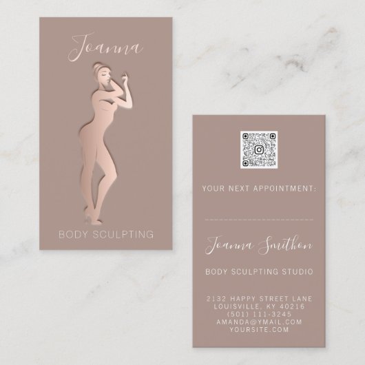 Skulptur des QR-Code-Logodesigns für Körperpflege Visitenkarte (Vorne/Hinten)