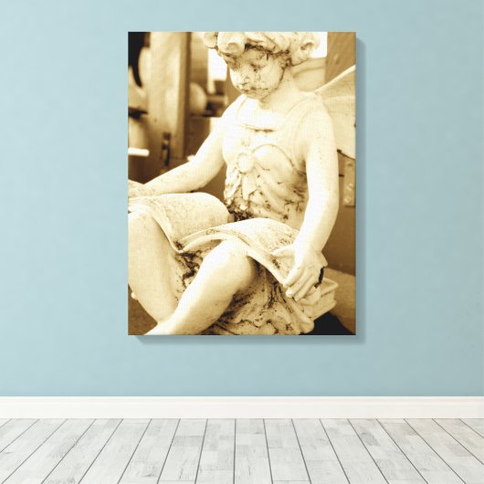 Skulptur einer Fee Lesen eines Buches Leinwanddruck (Insitu (Holzboden))