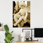 Skulptur einer Fee Lesen eines Buchplakats Poster (Heimbüro)