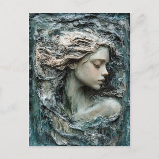 Skulptur eines Frauenprofils Patina Postkarte