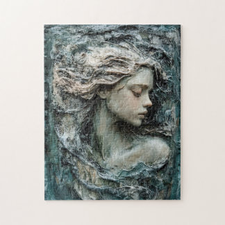 Skulptur eines Frauenprofils Patina Puzzle