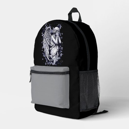 Skulptur eines weinenden Engels - mit Splashes 1 Bedruckter Rucksack (Rückseitige Ecke Rechts)