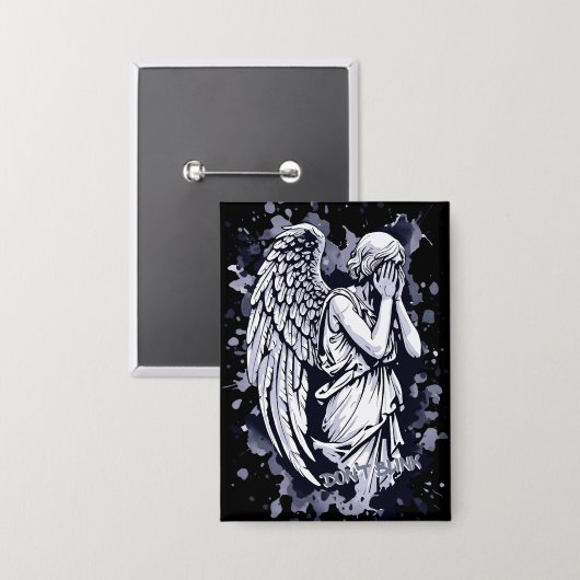 Skulptur eines weinenden Engels - mit Splashes 1 Button (Vorderseite/Rückseite)