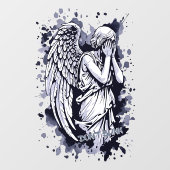 Skulptur eines weinenden Engels - mit Splashes 1 Fensteraufkleber (Blatt)