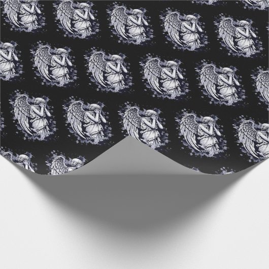 Skulptur eines weinenden Engels - mit Splashes 1 Geschenkpapier (Ecke)